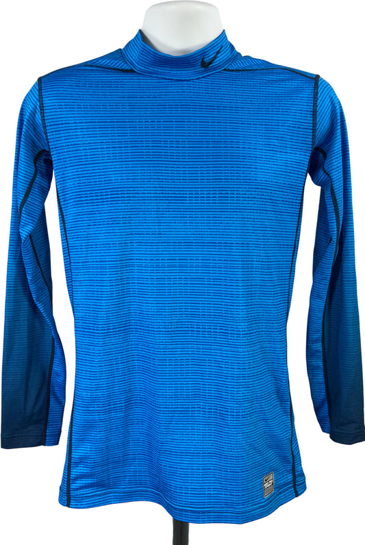 Nike Men’s Blue Pro Combat Hyperwarm Athletic Base Layer Shirt - L