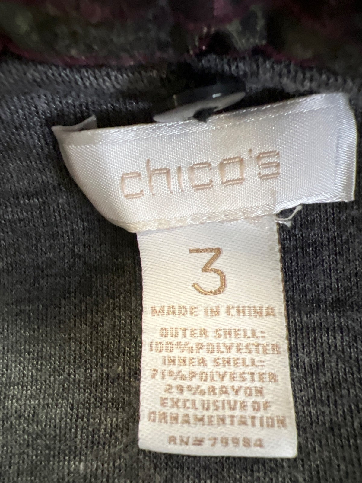 Chico’s Women’s Purple/Gray Plaid Long Sleeve Button Up Basic Jacket - 3/US XL