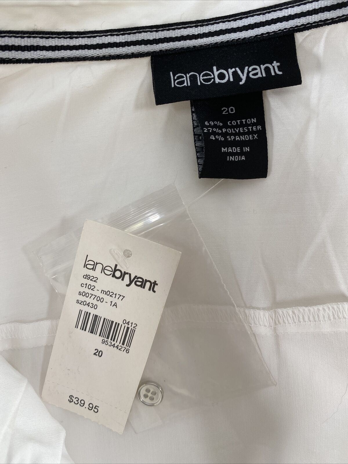 NEW Lane Bryant Women's White Short Sleeve Button Up Top Shirt - 20