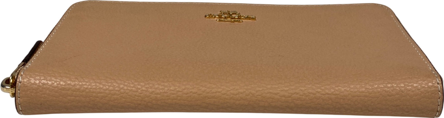 Coach Women’s Beige Pebbled Leather Zip Around Accordion Wallet