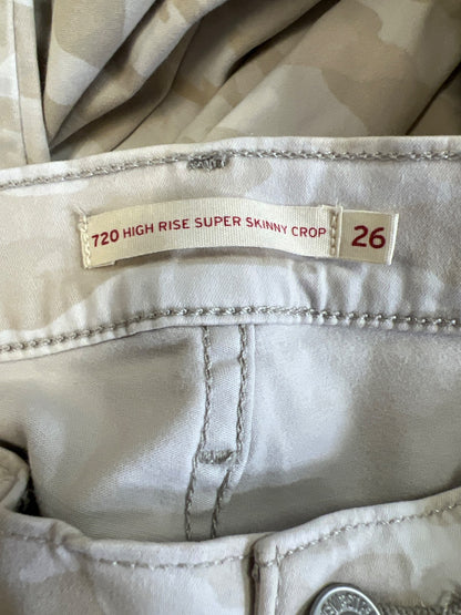 Levi’s Women’s Beige Camouflage High Rise Super Skinny Crop Jeans - 26