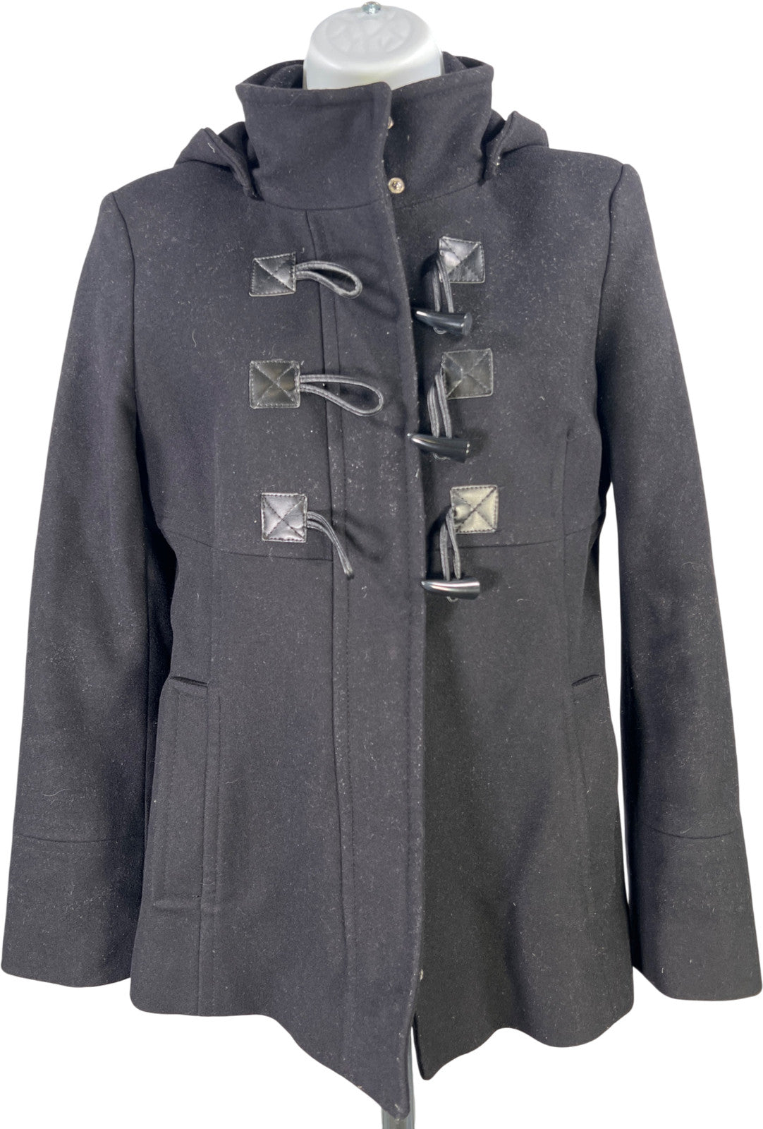 Michael Kors Women’s Black Wool Blend Full Zip Duffle Coat - 2