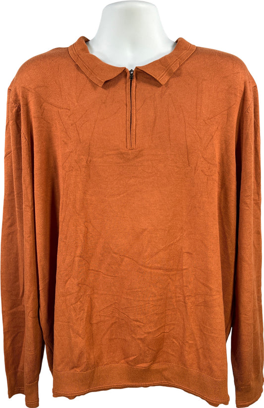 Coofandy Men’s Orange Long Sleeve 1/4 Zip Pullover Sweater - 3XL