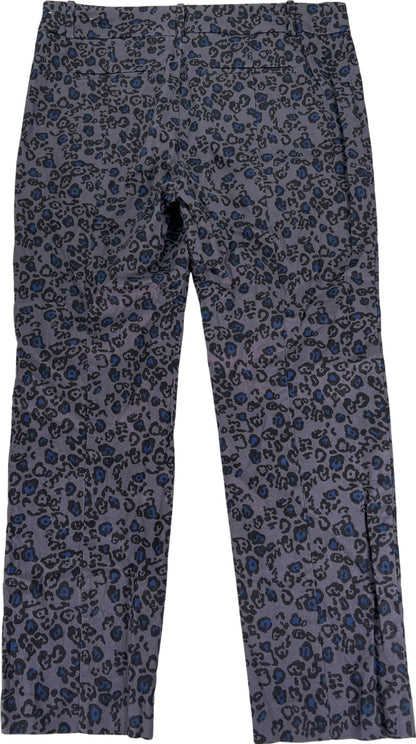 Ann Taylor Signature Women’s Blue/Black Animal Print Side Zip Ankle Pants - 10