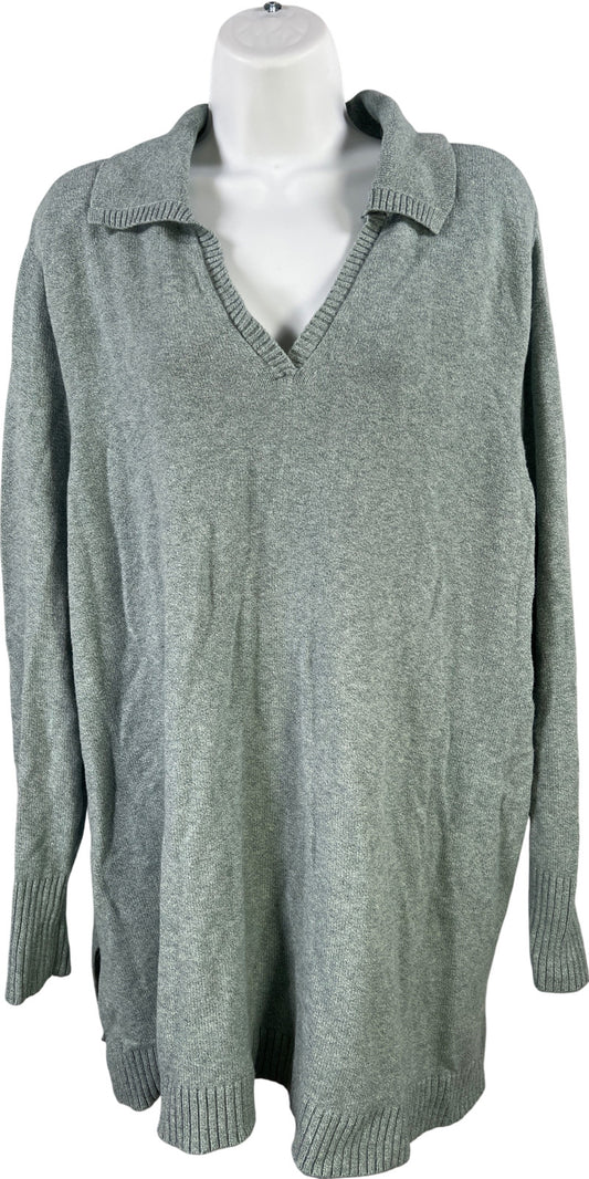 Pure J.Jill Women’s Blue Long Sleeve V-Neck Collared Sweater - Plus 2X