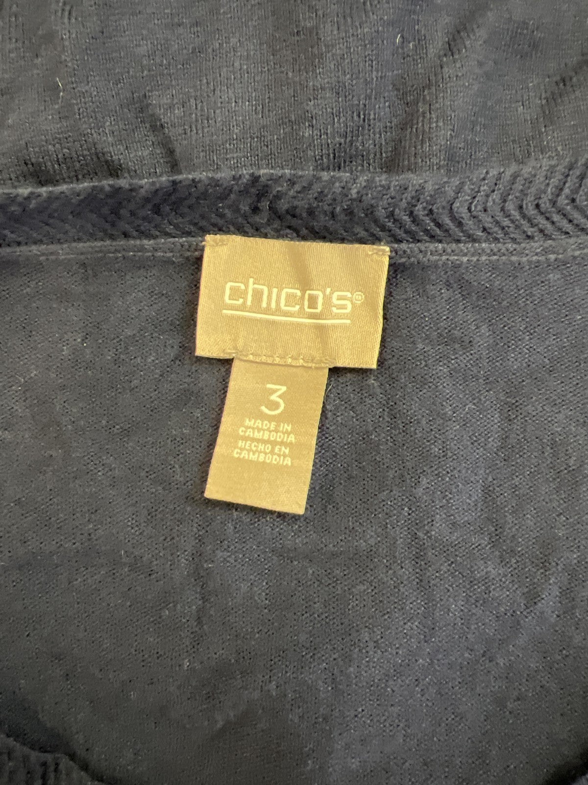 Chico’s Women’s Blue 3/4 Sleeve V-Neck Sweater - 3/US XL