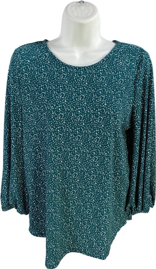 Adrianna Papell Women’s Blue/Green 3/4 Sleeve Blouse - S