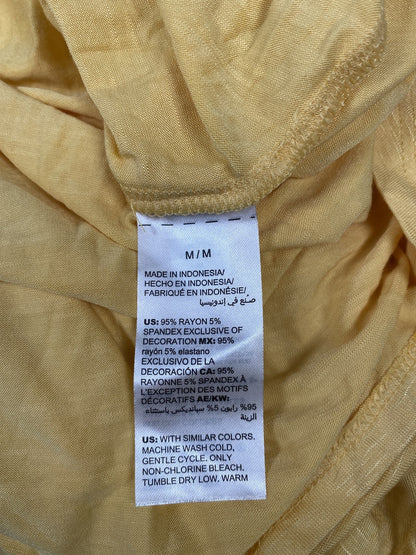 White House Black Market Women’s Yellow Everyday Short Sleeve V-Neck Tee - M