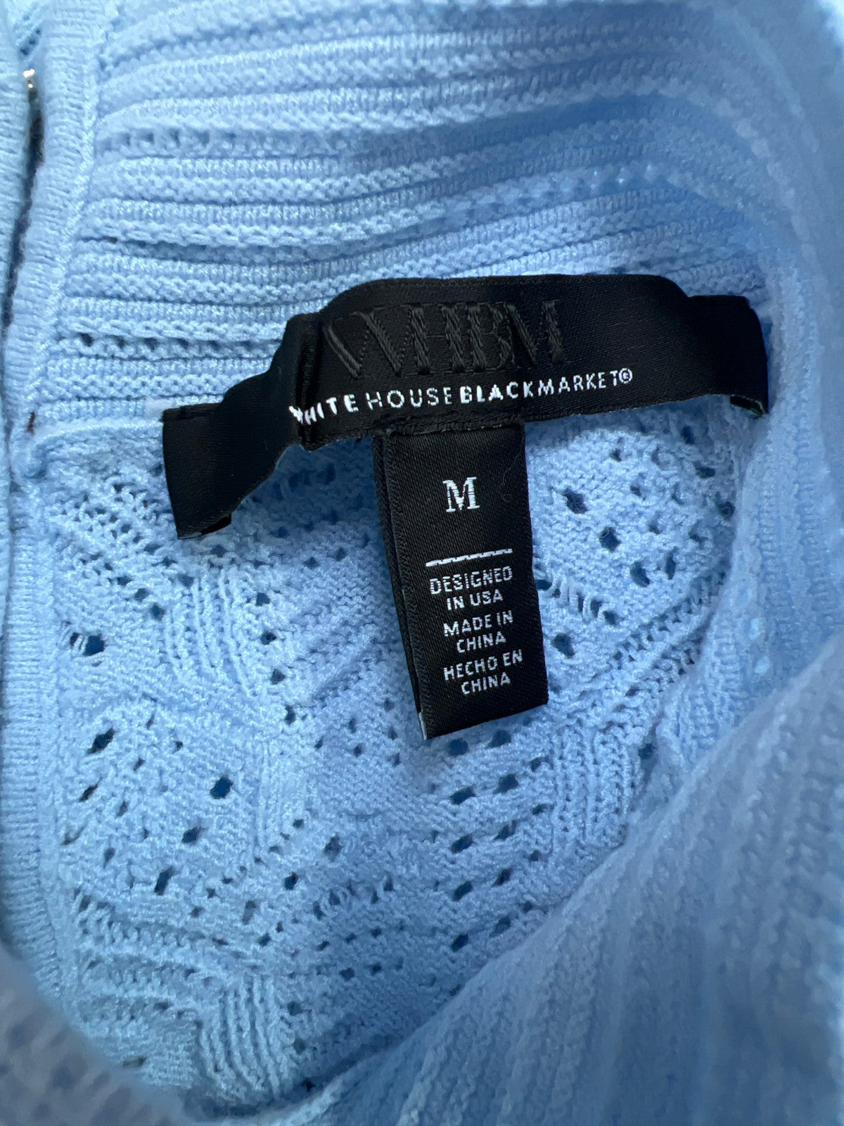 White House Black Market Women’s Blue Open Knit Flutter Sleeve Sweater - M