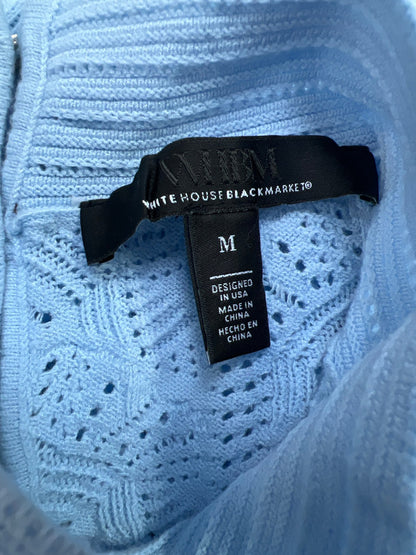 White House Black Market Women’s Blue Open Knit Flutter Sleeve Sweater - M