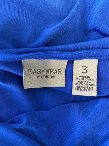 Easywear by Chico’s Women’s Blue Sleeveless Ruffle Front Shift Dress - 3/US XL