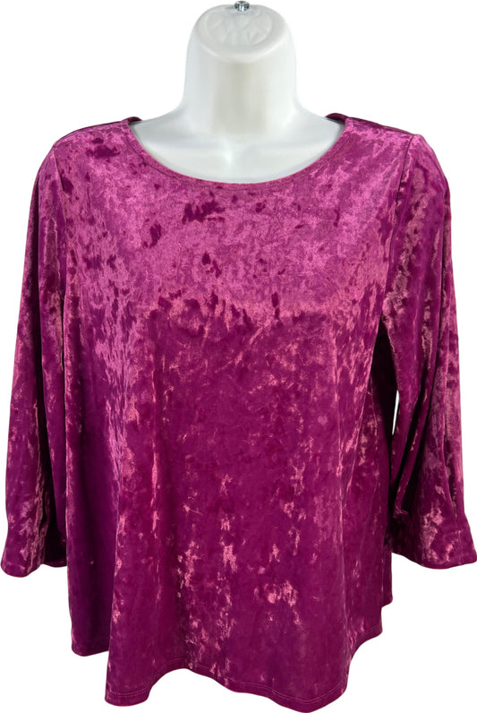 J.Jill Women’s Purple 3/4 Sleeve Velour Blouse - S