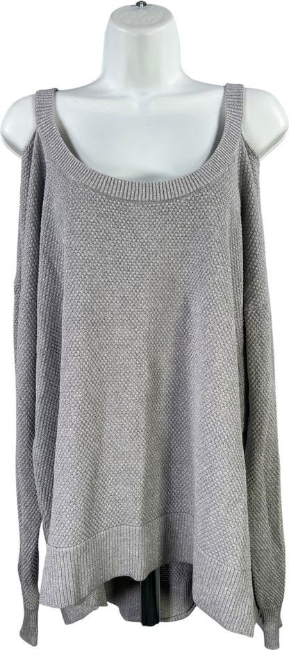 Michael Kors Women’s Gray Metallic Long Sleeve Cold Shoulder Sweater - XL