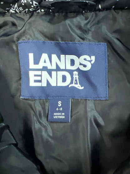 Lands End Women’s Black Snowflake Print Sleeveless Puffer Vest - S