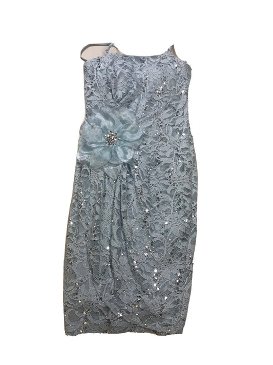NEW Morgan & Co Women's Blue Lace Sequin Sleeveless Prom Dress Sz 1/2