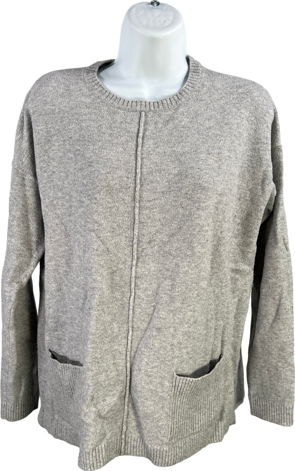 J.Jill Women’s Gray Long Sleeve Pocket Front Sweater - XS
