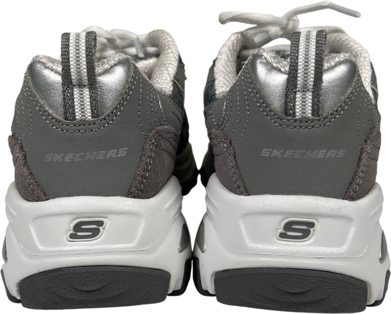 Skechers Women’s Gray D’Lites Air Cooled Memory Foam Lace Up Sneakers - 6.5
