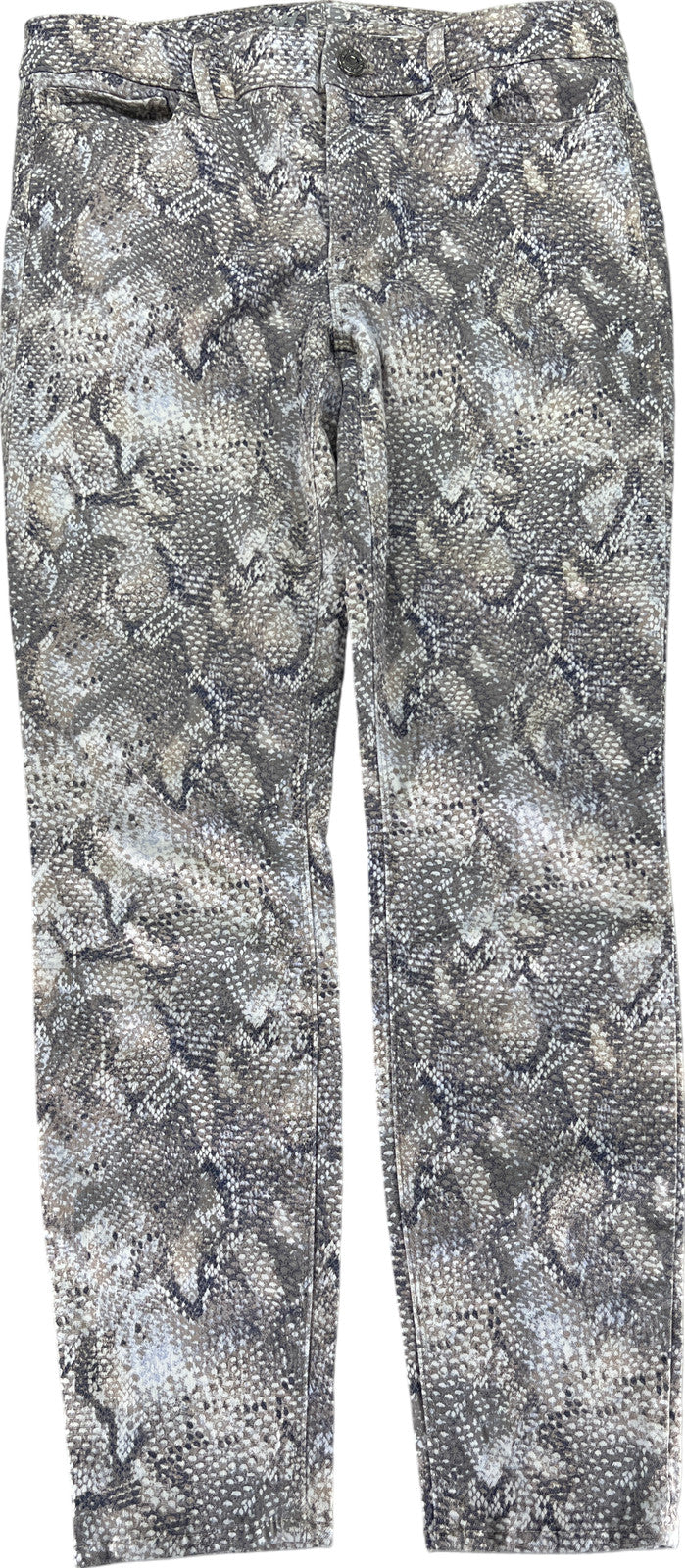White House Black Market Women’s Gray Snake Print Skinny Stretch Jeans - 6