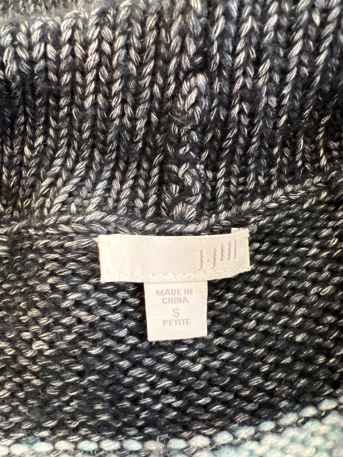 J.Jill Women’s Gray/Blue Striped Long Sleeve Pocket Cardigan Sweater - S Petite