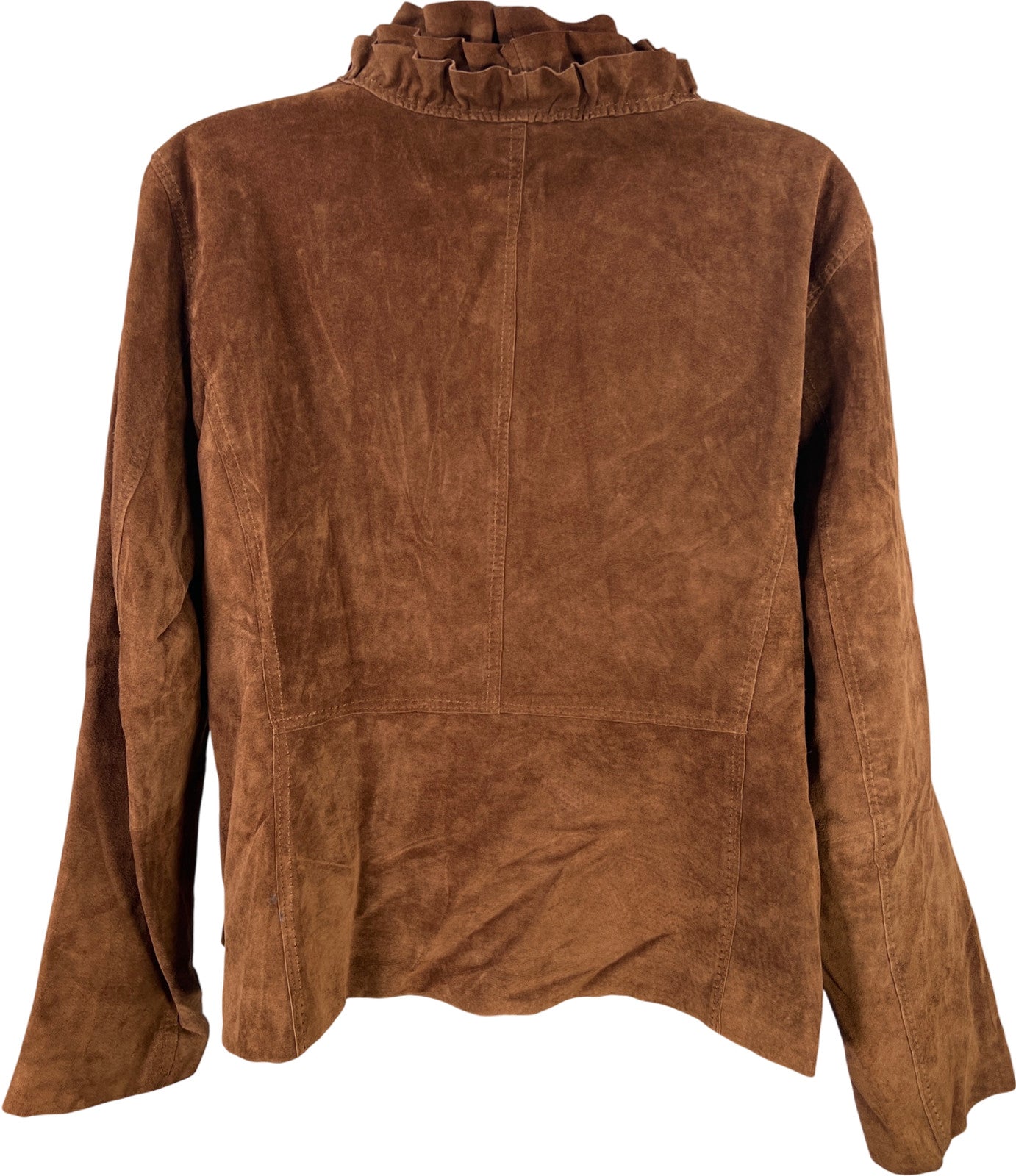 Chico’s Women’s Brown Suede Pleated Front Full Zip Jacket - 2/US L