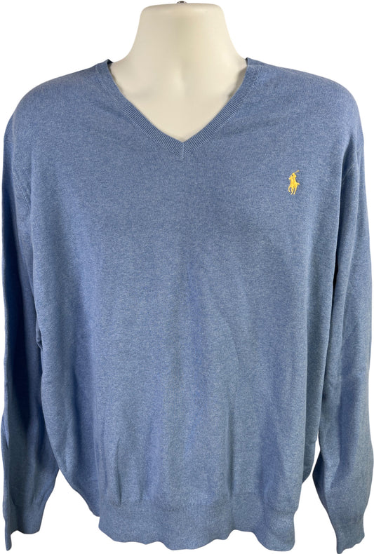 Polo Ralph Lauren Men’s Blue Long Sleeve V-Neck Sweater - XXL