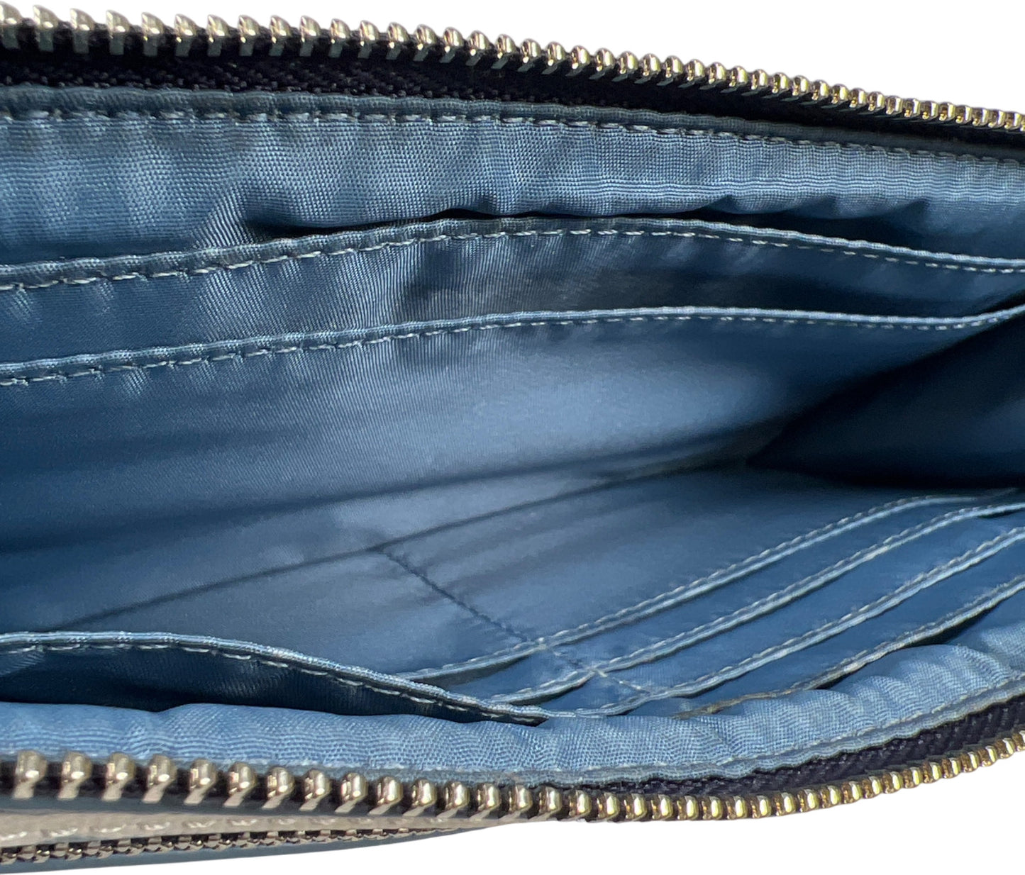 Coach Blue/White Coated Canvas Bleecker Painted Dot Zippy Wristlet Wallet