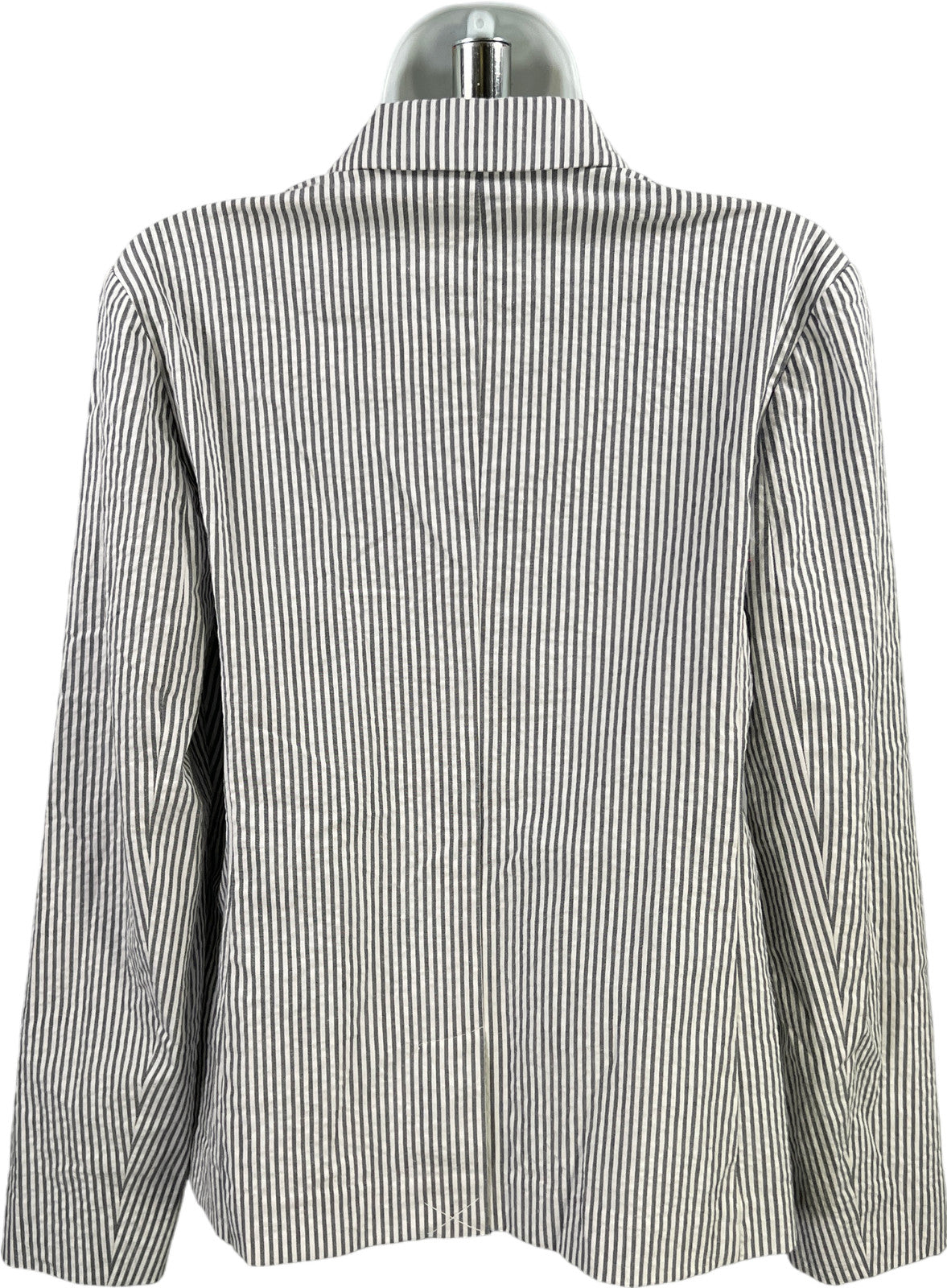 J.Jill Women’s White/Gray Stripe Seersucker Single Button Blazer Jacket - XS