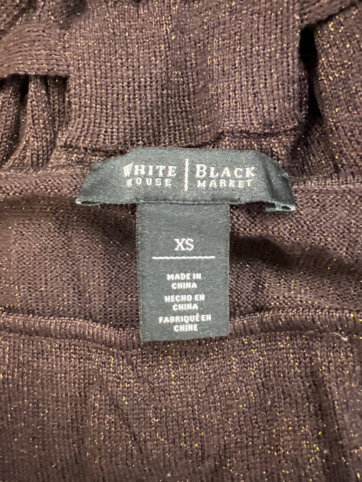 White House Black Market Women’s Brown Metallic Short Sleeve Sweater - XS