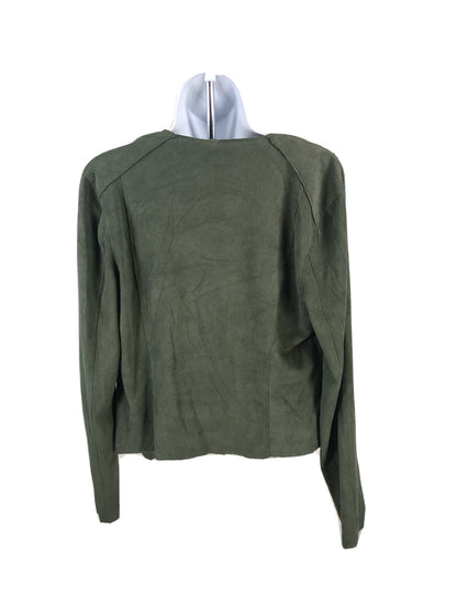 Blank NYC Women's Green Faux Suede Asymmetrical Zip Shirt Sz L