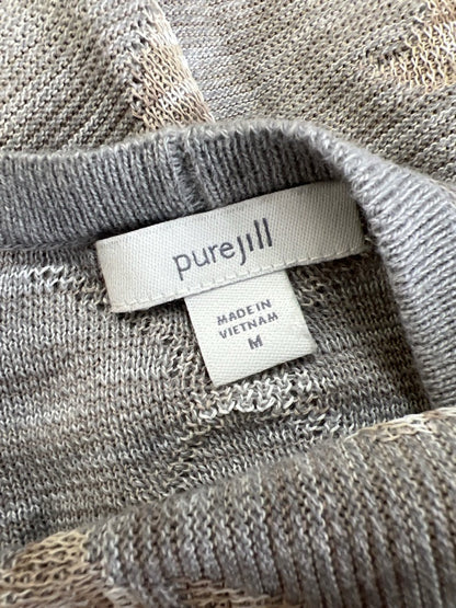 Pure J.Jill Women's Gray 3/4 Sleeve Open Front Cardigan Sweater - M