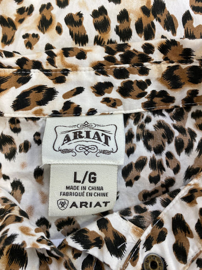 Ariat Women’s Brown Animal Print Long Sleeve Snap Button Up Shirt - L