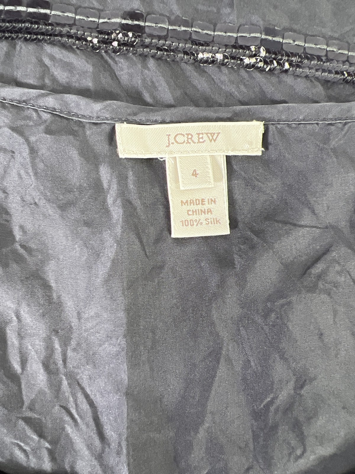 J.Crew Women’s Purple/Gray Sequin Cap Sleeve T-Shirt - 4