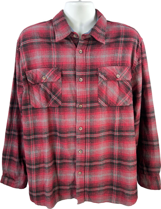 Jachs Men’s Red/Black Plaid Long Sleeve Button Up Heritage Flannel Shirt - XXL