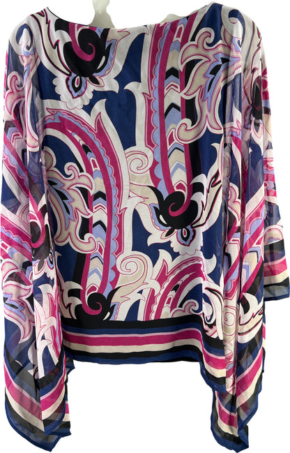 Chico’s Women’s Pink/Blue Paisley Chiffon Layered Top Blouse - 0/US S