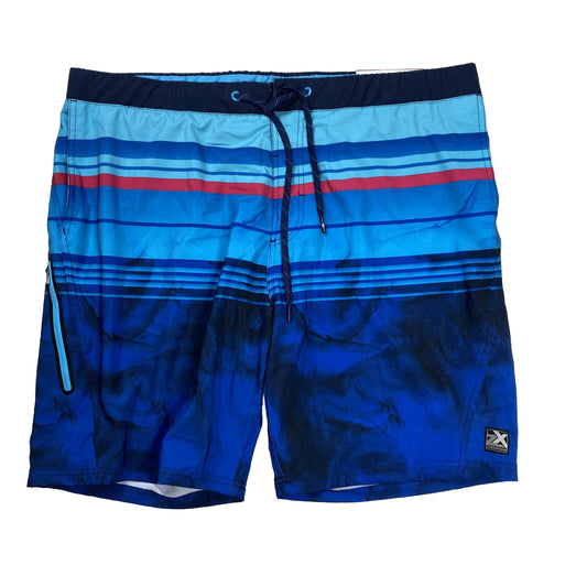 NEW Zeroxposur Men's Blue Striped UPF 50 Lined Swim Trunks - XL