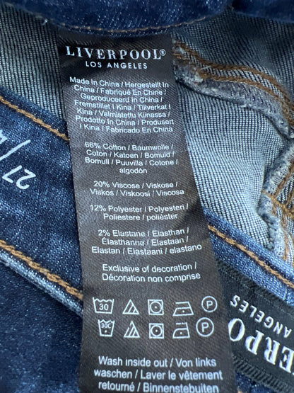 Liverpool Women’s Dark Wash Distressed Ankle Skinny Denim Jeans - 27/4