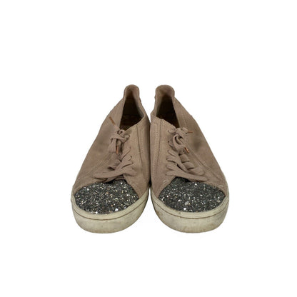Dolce Vita Women's Tan/Gray Glitter Lace Up Casual Sneakers - 9.5