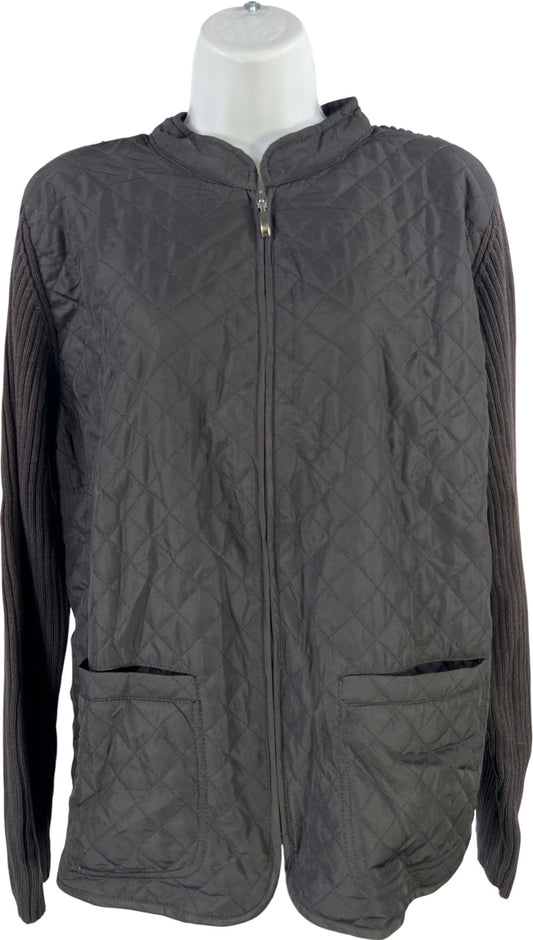 Croft and Barrow Women’s Black Quilted and Knit Long Sleeve Jacket - Plus 1X