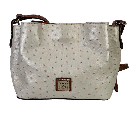 Dooney and Bourke White Calf Leather Barlow Ostrich Embossed Purse Bag