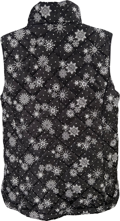 Lands End Women’s Black Snowflake Print Sleeveless Puffer Vest - S