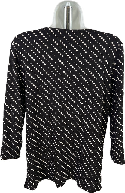 Chico’s Women’s Black/White Polka Dot 3/4 Sleeve V-Neck Shirt - 1/US M