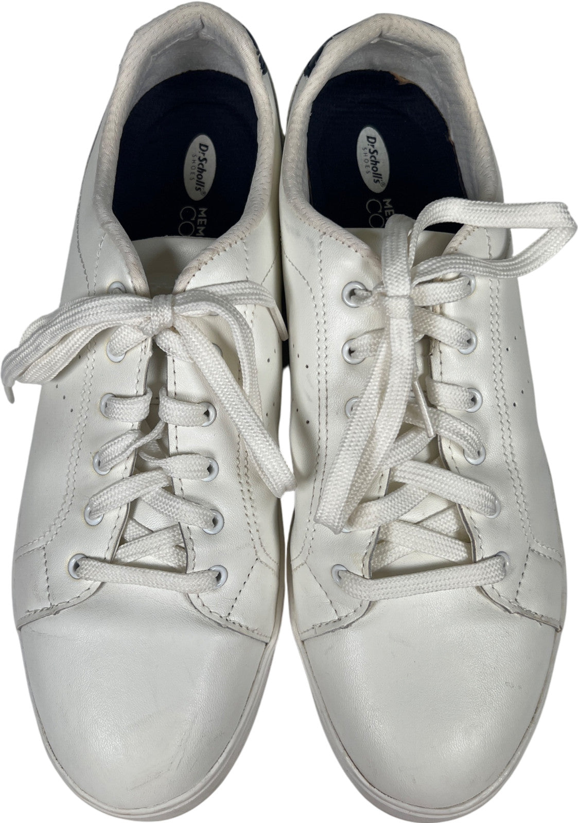 Dr.Scholls Women’s White Leather Madi Chevron Lace Up Casual Sneakers - 10