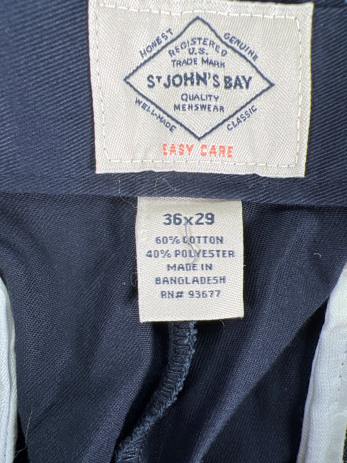 St.Johns Bay Men’s Navy Blue Classic Fit Flat Front Khaki Pants - 36x29