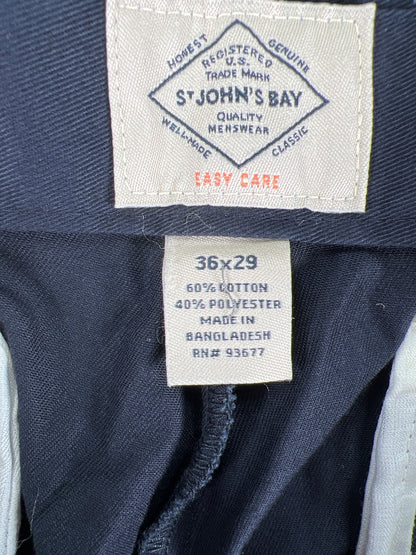 St.Johns Bay Men’s Navy Blue Classic Fit Flat Front Khaki Pants - 36x29