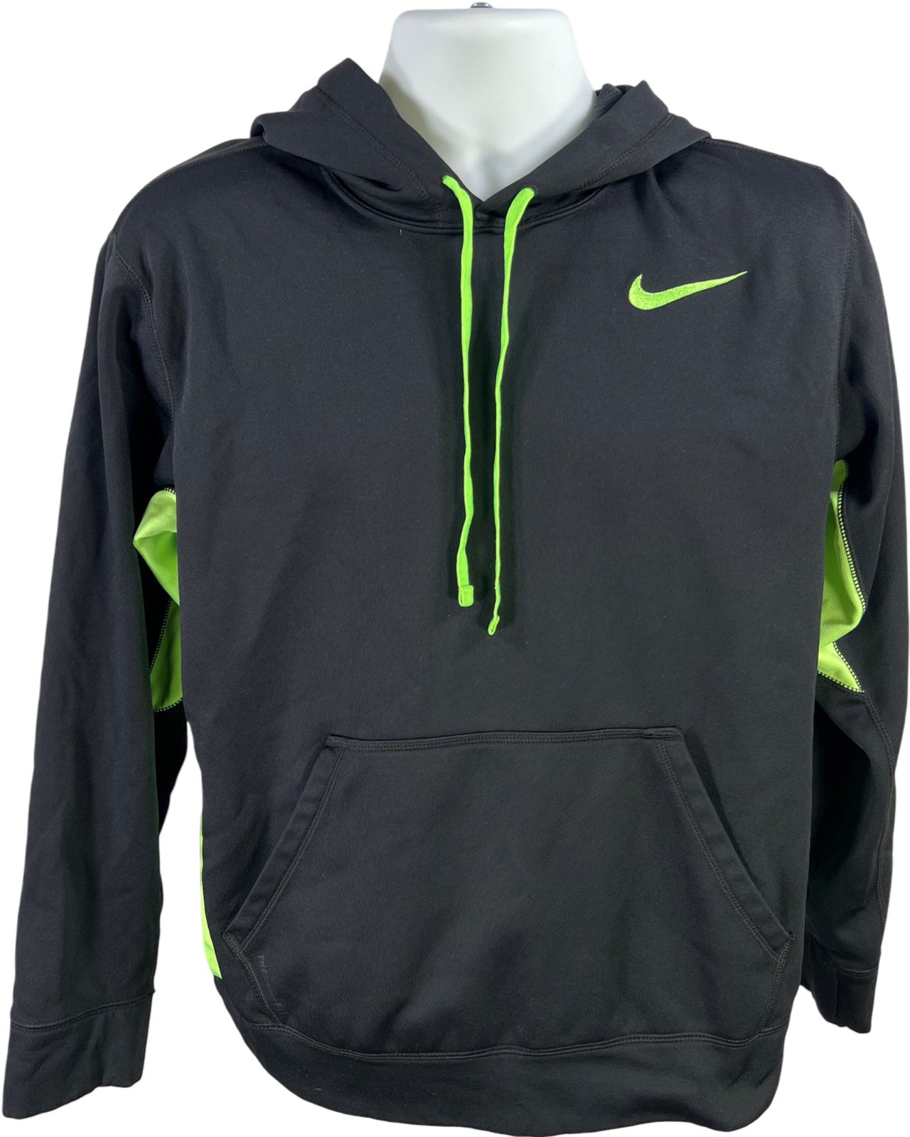 Nike Men’s Black/Green Fleece Lined Therma-Fit Pullover Sweatshirt - M