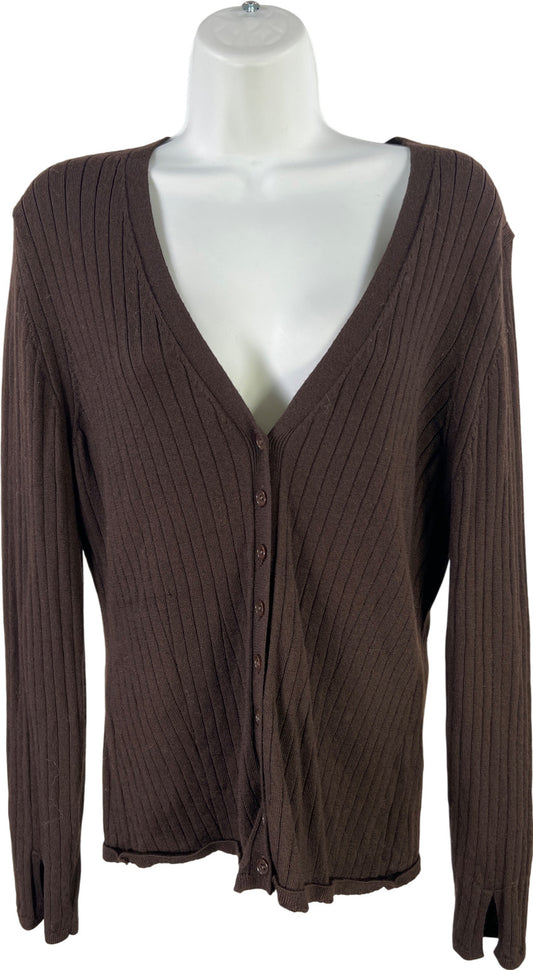 Banana Republic Women’s Brown Ribbed Merino Wool Cardigan Sweater - L