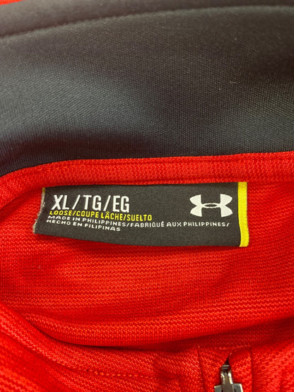 Under Armour Mens Red Loose Fit Long Sleeve 1/4 Zip Pullover Athletic Shirt - XL
