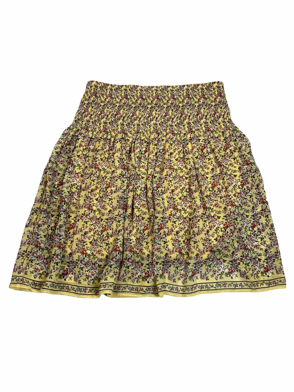 Max Studio Women's Yellow Floral Pleated Skirt - M