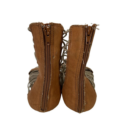 Mia Women's Brown Leather Gladiator Sandals - 6