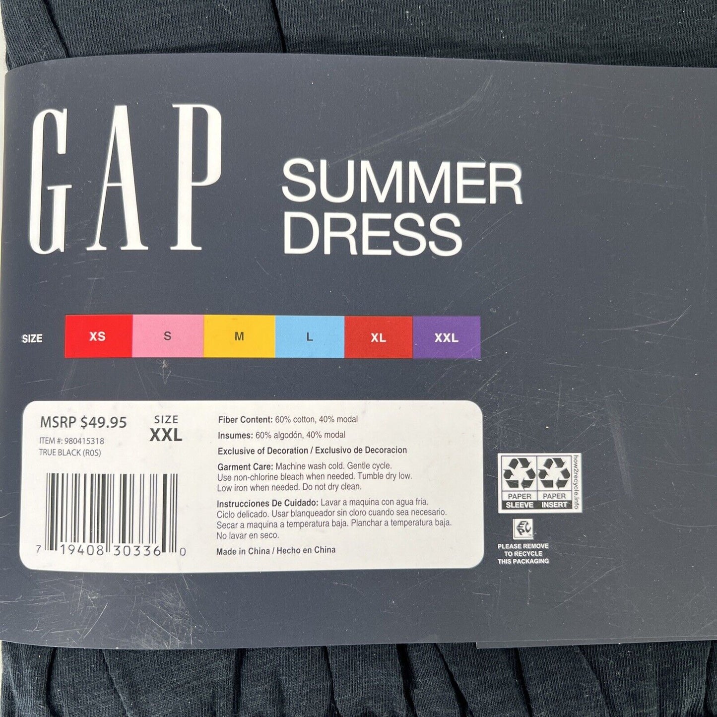 NEW GAP Women's Black Summer Dress with Pockets - XXL